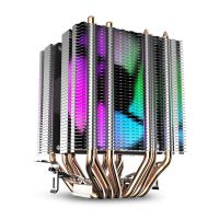 Cpu Air Cooler 6 Heat Pipes Twin-Tower Heatsink With 90Mm Rainbow Led Fans For 775/1150/1155/1156/1366