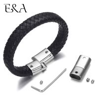 A Set of Stainless Steel Adjustable Magnetic Clasps with Screws for Leather Cord Bracelet Removable Jewelry Making Accessories