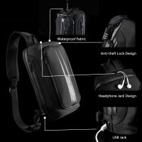 OZUKO Chest Bag Men Anti-theft Male Sling Bags Waterproof Crossbody Messenger Bag USB Charging Outdoor Chest Pack Water cup bag