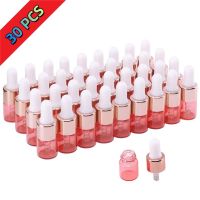 【YF】✚❦  30PCS 1ml 2ml 3ml 5ml Transparent Glass Sample Dropper Bottle Refillable Containers Reagent Pipettes