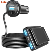 Lancea ที่ชาร์จแบตในรถ74W อะแดปเตอร์เครื่องชาร์จ QC3.0 PD18W 4พอร์ตเร็วพร้อมที่ชาร์จสายเคเบิลเบาะหลังสำหรับยานพาหนะ12-24V【fast】