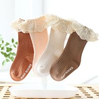 ♤  Lawadka Newborn Baby Girl Socks Lace Baby Knee Socks Anti Slip Cotton Socks for Girls Princess Long Autumn Winter Stockings 0-3T