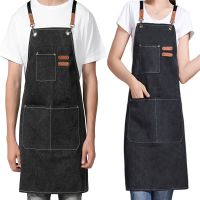 1pc Apron Cotton Canvas Apron Unisex Aprons Chef Cooking Apron For Men Women Workwear Apron With Pockets Pipe Fittings Accessories