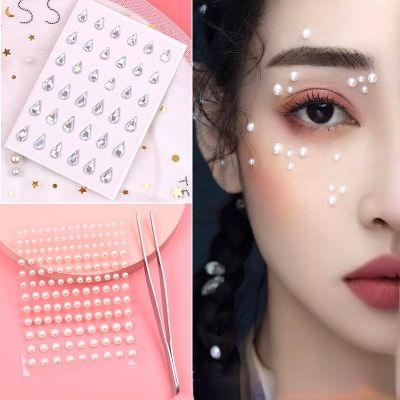 [ใหม่] Muticolor Tattoo Sticker Glitter Diamond Makeup Eyeliner Eyeshadow Face Rhinestone Sticker Jewelry Eyes Makeup Crystal Stickers