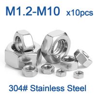 10pcs/lot 304 Stainless Steel Hex Hexagon Nuts DIN555 M2 M2.5 M3 M3.5 M4 M5 M6 M8 M10 Nails Screws Fasteners