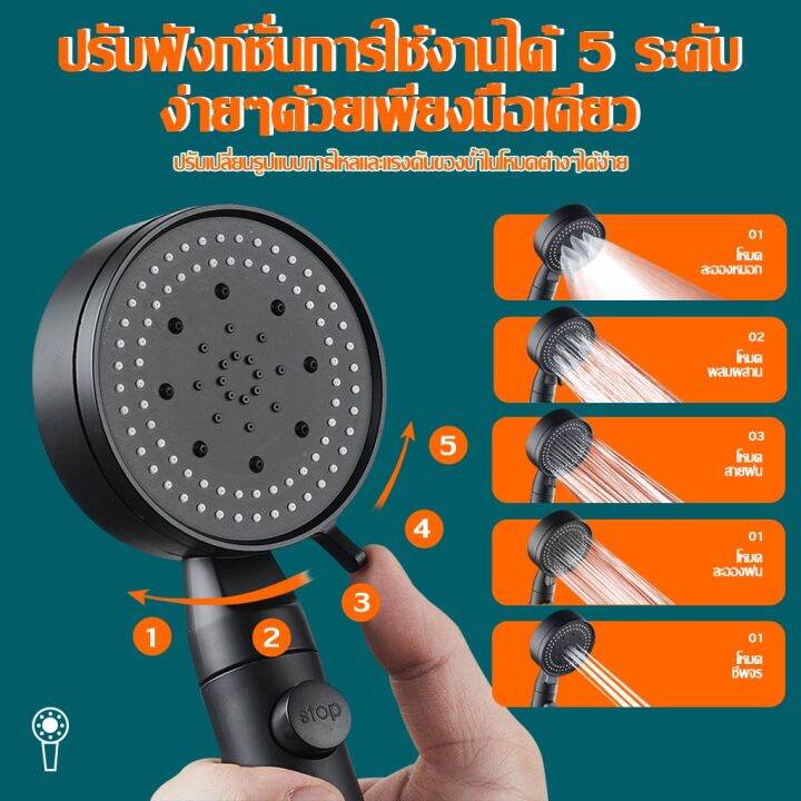 high-pressure-shower-head-ชุดฝักบัวอาบน้ำ-ฝักบัวแรงดันสูง-น้ำแรงและนุ่ม-ประหยัดน้ำ-ฝักบัวแรงดันสูงปรับได้-5-ระดับ-ฝักบัวอาบน้ำแรงดันสูง-shower-head-set-ชุดฝักบัวอาบน้ำ-ฝักบัวแรงดันสูงของแท้-shower-hea