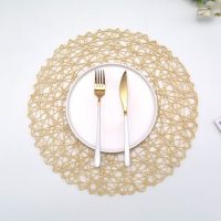 【CC】✻  6PCS/Set Placemats Restaurant Hollow Table  Woven Knitting Decoration Cup Coaster 38CM