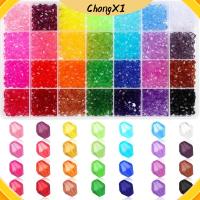 CHONGXI 2400 PCS แฟเซ็ท ลูกปัดคริสตัลทรงเหลี่ยม สายรุ้งสีรุ้ง คริสตัลคริสตัลคริสตัล ลูกปัดแก้ว bicone เหลี่ยมเพชรพลอยสีรุ้ง งานฝีมือทำเครื่องประดับ DIY 24สี ลูกปัดสเปเซอร์ กำไลข้อมือสร้อยข้อมือ