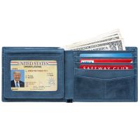 Brush card bag leather anti-theft rfid cramp the collection bag man purse --A0509