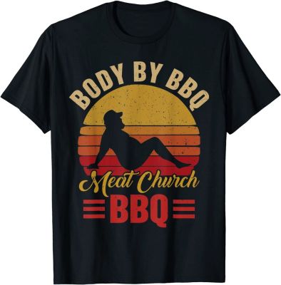 Mens Body By BBQ Vintage Meat Church Grilling Barbecue T-Shirt