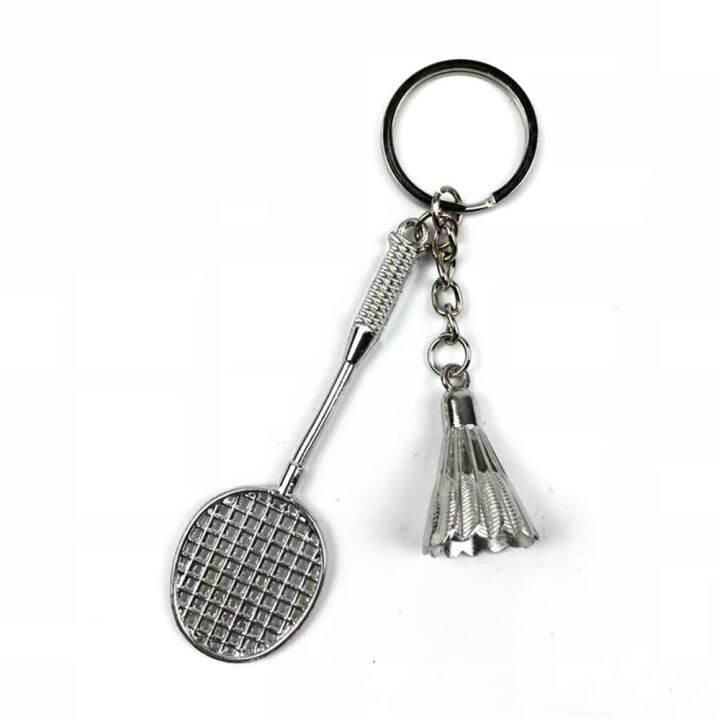 creative-metal-badminton-racket-pendant-keychain-mini-shuttlecock-sports-keyrings-gift-backpack-purse-key-holder-accessories