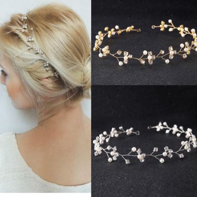 【CW】 Wedding Gold Rhinestones Headband Hair Vine Bridal Jewelry accessories for