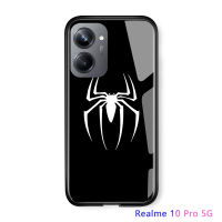 เคสมือถือกระจกสำหรับ OPPO Realme 10 Pro 5G Realme 10 Pro + 5G เคสโทรศัพท์ Marvel สำหรับเด็กผู้ชายสำหรับผู้ชายเคสหลังกระจกนิรภัยกันกระแทกอเมริกาฝาปิดซิลิโคนนุ่มเคสมีขอบ