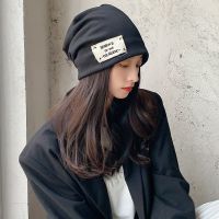 【CC】卐☢✷  Cotton Knit Hat Female Fashion Windproof Warm Hip Hop Cap Headscarf W26