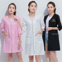 Black short beauty uniform dress spa uniform scrub uniform white plus size Salon grooming clothes Lab coat logo Beautician tops