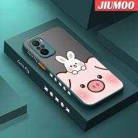 เคส JIUMOO สำหรับ Xiaomi MI POCO F3 Redmi K40 K40 Pro ขอบสี่เหลี่ยมรูปกระต่ายลูกหมูน่ารักดีไซน์ใหม่เคสมือถือกันกระแทกแข็งปลอกซิลิโคนคลุมทั้งหมดเคสป้องกันเลนส์กล้อง