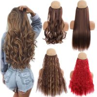 Invisible Wire Hair Extensions with Transparent Headband Adjustable Size Synthetic Long Wavy Secret Wire Hairpiece for Women Wig  Hair Extensions  Pad