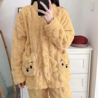 COD SDFGDERGRER Comfortable Cotton Fleece Pajamas Autumn Winter Cartoon Casual Cute Homewear Student Thickened Long-Sleeved Flannel Can Wear Out