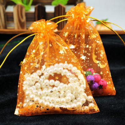 PLUMFOU น่าทึ่ง สายรัด งานแต่งงานคริสต์มาสโปรดปราน ตกแต่งดาวมูน บรรจุภัณฑ์เครื่องประดับ ถุงของขวัญ กระเป๋า Organza ถุงขนม