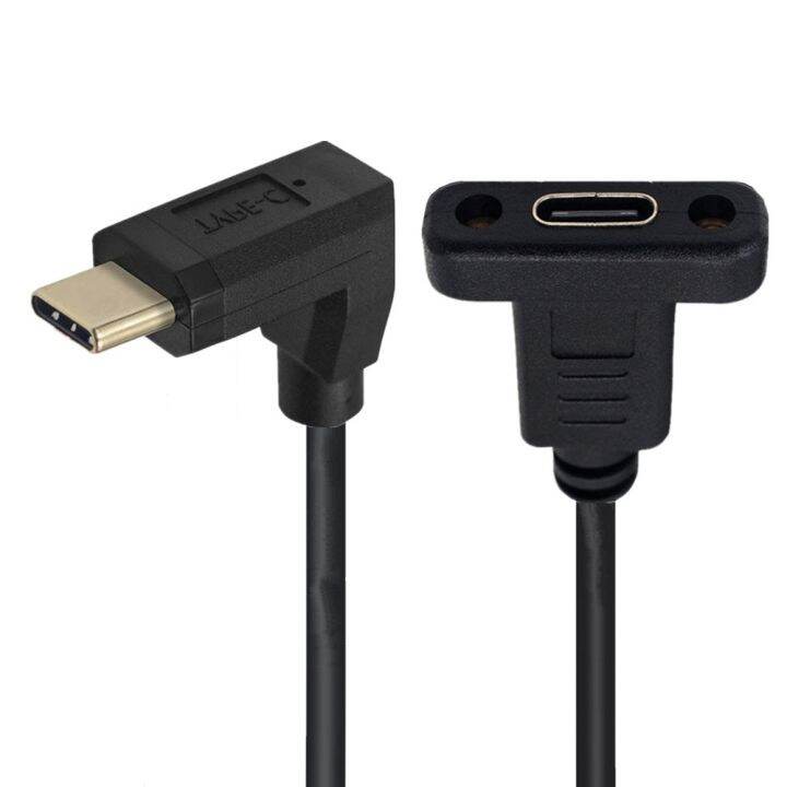 usb-type-c-extension-cable-usb-3-1-data-video-cable-usb-c-male-to-female-extender-cord-connector-with-screw-panel-mount-shielded