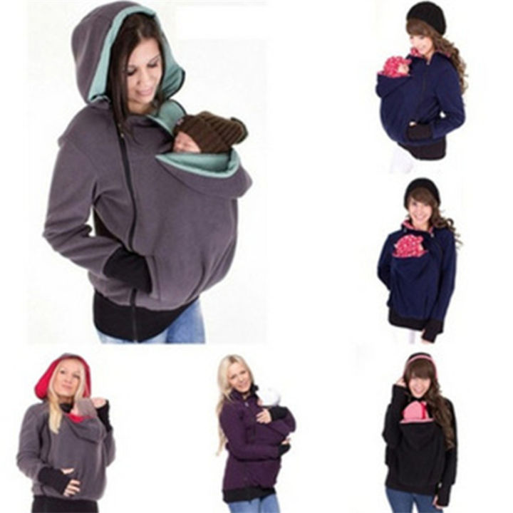 autumn-amp-winter-three-in-one-pullover-detachable-baby-sleeping-bag-multifunctional-kangaroo-mother-sweater-coat-womens-clothing