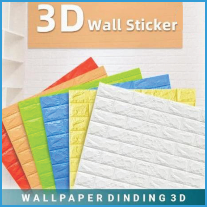 PROMO!! Sticker Wallpaper Dinding 3D Embosed Model Batu Bata Sticker