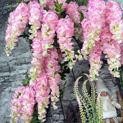 [AYIQ Flower Shop] SunMade 3ส้อมจำลองสูงบิ๊ก Wisteria ดอกไม้หน้างานแต่งงานตกแต่งสวนแขวนผนังตกแต่งฟลอเรส Artificiales ฤดูใบไม้ร่วง