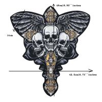 Sew on Clothing Large Size Embroidery Printing Patches Cross Skull Pattern T-Shirt Down Jacket Embellish Patches DIY