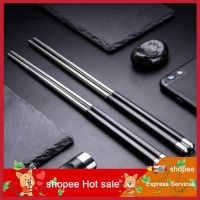 LYY1 Pair Stainless Steel Anti-slip Metal Splicing Chopsticks Kitchen Tableware