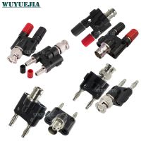 Q9 BNC Banana To 2 Dual 4mm Banana Male Plug / Female Jack Coaxial Connector BNC Tee Type 3Way Splitter RF Adapter High Quanlity