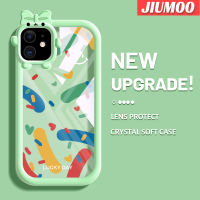 เคส JIUMOO สำหรับ iPhone 11 11 Pro 11 Pro Max เคสลายการ์ตูนแฟชั่นสีสันสดใสลายกราฟฟิตีที่สร้างสรรค์เคสซิลิโคนนิ่มเคสโทรศัพท์โปร่งใสป้องกันเลนส์กล้องลายสัตว์ประหลาดน้อยกันกระแทก