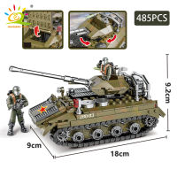 HUIQIBAO ทหาร Heavy Battle Tank M4 M26 T-3485รุ่น Building Blocks WW2อาวุธยานพาหนะทหารตัวเลขอิฐของเล่นเด็ก