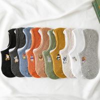 Women Socks Funny Cute Happy Silicone  Invisible Cotton Summer Non-slip Short Kawaii embroidery Animal Boat Socks Socks Tights