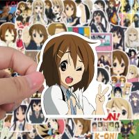 สติกเกอร์ตกแต่งบัญชีคอมพิวเตอร์สติกเกอร์ลายอะนิเมะ Yui Hirasawa 50ชิ้นน่ารักเด็กผู้หญิงโทนแสงกันน้ำเคสโทรศัพท์มือถือ