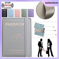 BETTERFORM ผู้หญิงผู้ชาย บางเฉียบมาก หนังพียู กันน้ำกันน้ำได้ RFID Passport Cove ตัวป้องกันหนังสือเดินทาง กระเป๋าใส่บัตรเครดิต ผู้ถือหนังสือเดินทาง