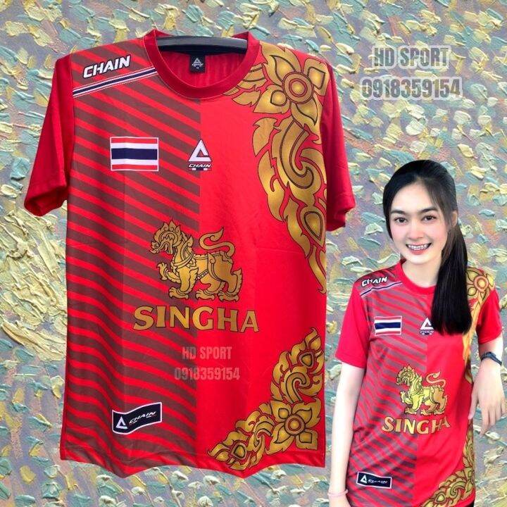 codtheresa-finger-round-neck-jersey-chang-thailand-sports-shirt-thai-pattern-singha-short-sleeve-baja-jersey-ready-stock