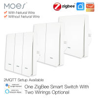 MOES Tuya ZigBee สมาร์ทสวิตช์ไฟไม่มีสายกลางไม่มีตัวเก็บประจุที่จำเป็นสมาร์ทชีวิต23วิธีทำงานร่วมกับ A Lexa Home 2Mqtt