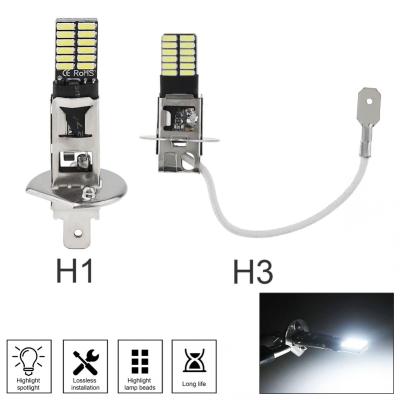 2ชิ้นรถยนต์ LED ไฟหน้าตัดหมอกหลอดไฟ H1 H3 4014 24SMD 12โวลต์6000พัน C An BUS Super Bright อัตโนมัติไฟตัดหมอกวันขับรถวิ่งโคมไฟ *