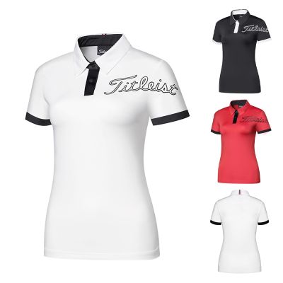 Mizuno G4 FootJoy PEARLY GATES  DESCENNTE Callaway1❍✥  Summer golf womens short-sleeved T-shirt ladies breathable quick-drying sportswear fashion lapel POLO shirt