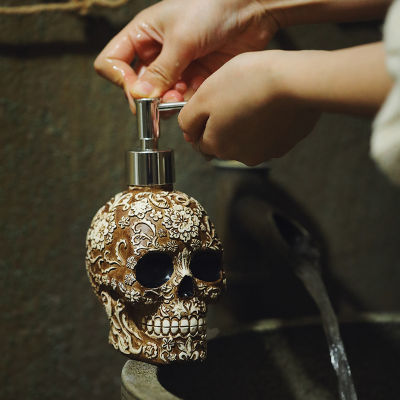 Creative Skull Liquid Soap Dispenser ขวดสบู่แชมพูรีฟิลสำหรับ Halloween Home ตกแต่งห้องน้ำ
