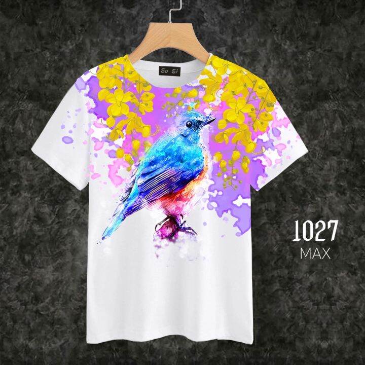 loso-store-เสื้อยืดพิมพ์ลาย-รุ่นสงกรานต์-max-ลายนกดอกไม้