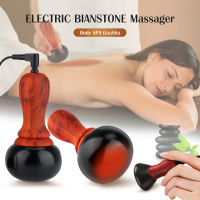 PASTSKY Hot Stone Electric Gua Sha Massager Natural Bian Stone GuaSha Scraping Back Neck Face Massage Relax Muscle Skin Lift Spa