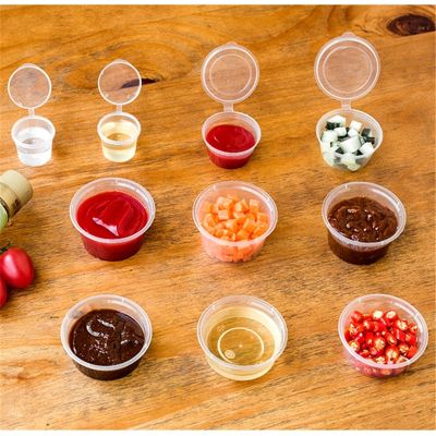 【CW】⊕  30pcs/Set 30ml 50ml 100ml Disposable Plastic Takeaway Sauce Cup Containers Food with Hinged Lids Pigment Paint Reusable