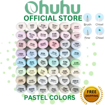 Ohuhu 96 Pastel Colors Dual Tips Alcohol Art Markers Sweetness & Blossoming, Brush & Chisel