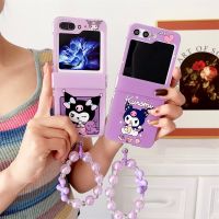 เคสโทรศัพท์สร้อยข้อมือการ์ตูน Kuromi สำหรับ Samsung Galaxy Z Flip 4 3 5 5 5G ฝาหลังกันกระแทก