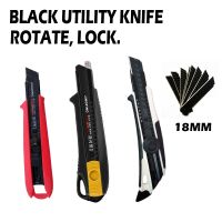 QITIAN High Quality Utility Knife Black Blade Rotate Lock Paper Cutter 18Mm Office Learning Industry Special Wallpaper Knife Cn(Origin)