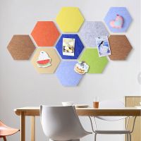 Hexagon Notice Board Self-Adhesive Felt Board Diameter 20cm DIY Photo Wall Decoration for Classroom Kitchen Bedroom Cafe