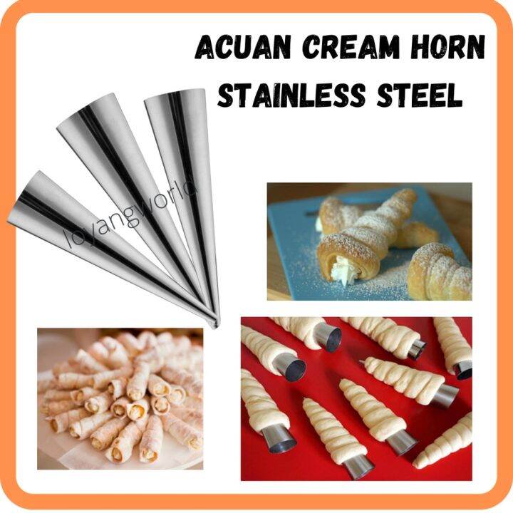 Vaguelly 10 Pcs Cream Horn Reusable Stainless Steel Baking Cones For