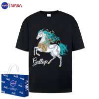 【July hot】 European station 2023 summer new short-sleeved mens fashion personality trendy brand heavy industry printing slim round neck T-shirt hot style