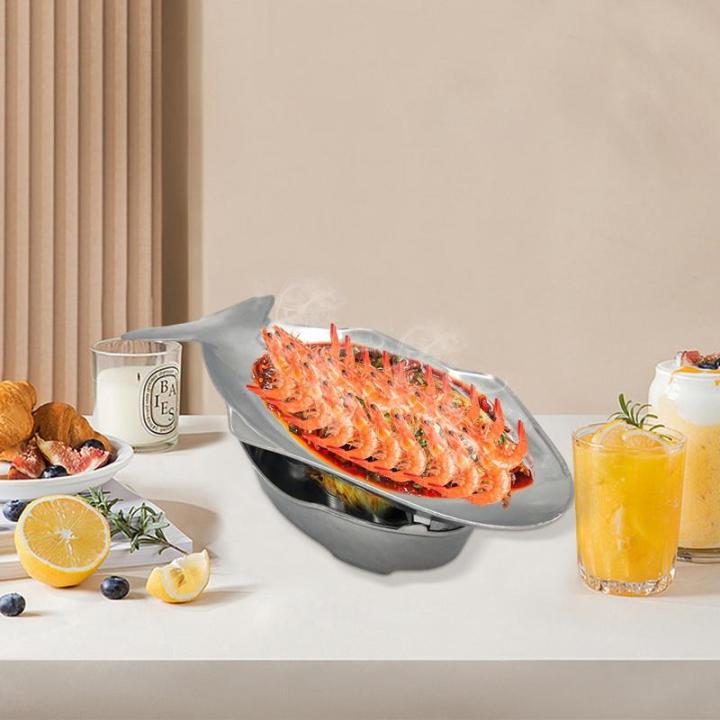 จานรูปปลา-hot-pot-set-fish-plate-shape-aluminium-hot-pot-set-thai-style-fish-plate-shape-metal-serving-trays-for-outdoors